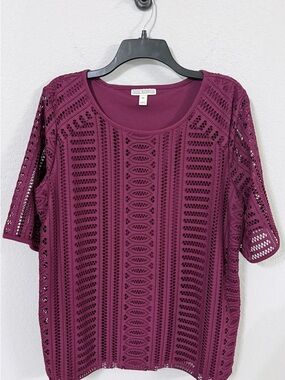 Dana Buchman Plum Lace Overlay Top